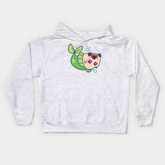 Pug Mermaid Kids Hoodie by saradaboru